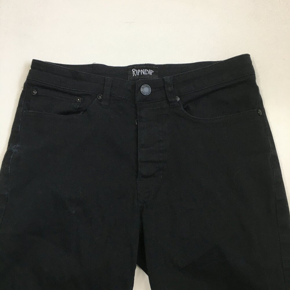 RIP N DIP Logo Hardware Black Embroidery Lord Nermal Peeking Cat 5 Pocket Jeans - Picture 5 of 16